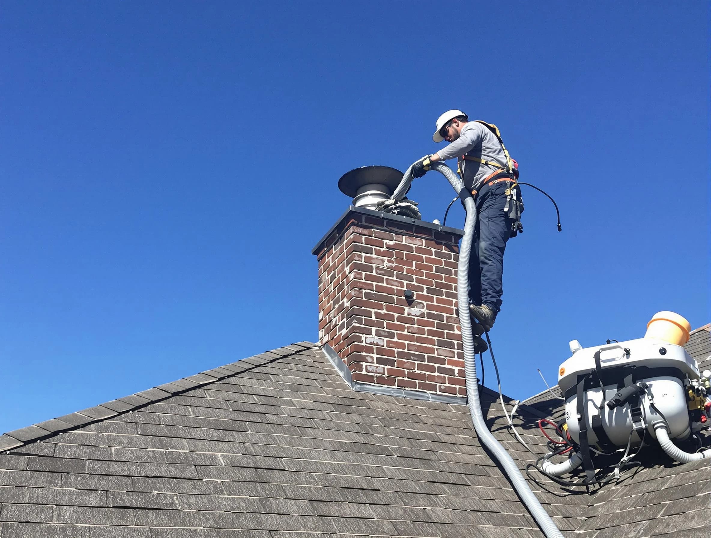 Dedicated Glen Allen Chimney Sweep team member cleaning a chimney in Glen Allen, VA