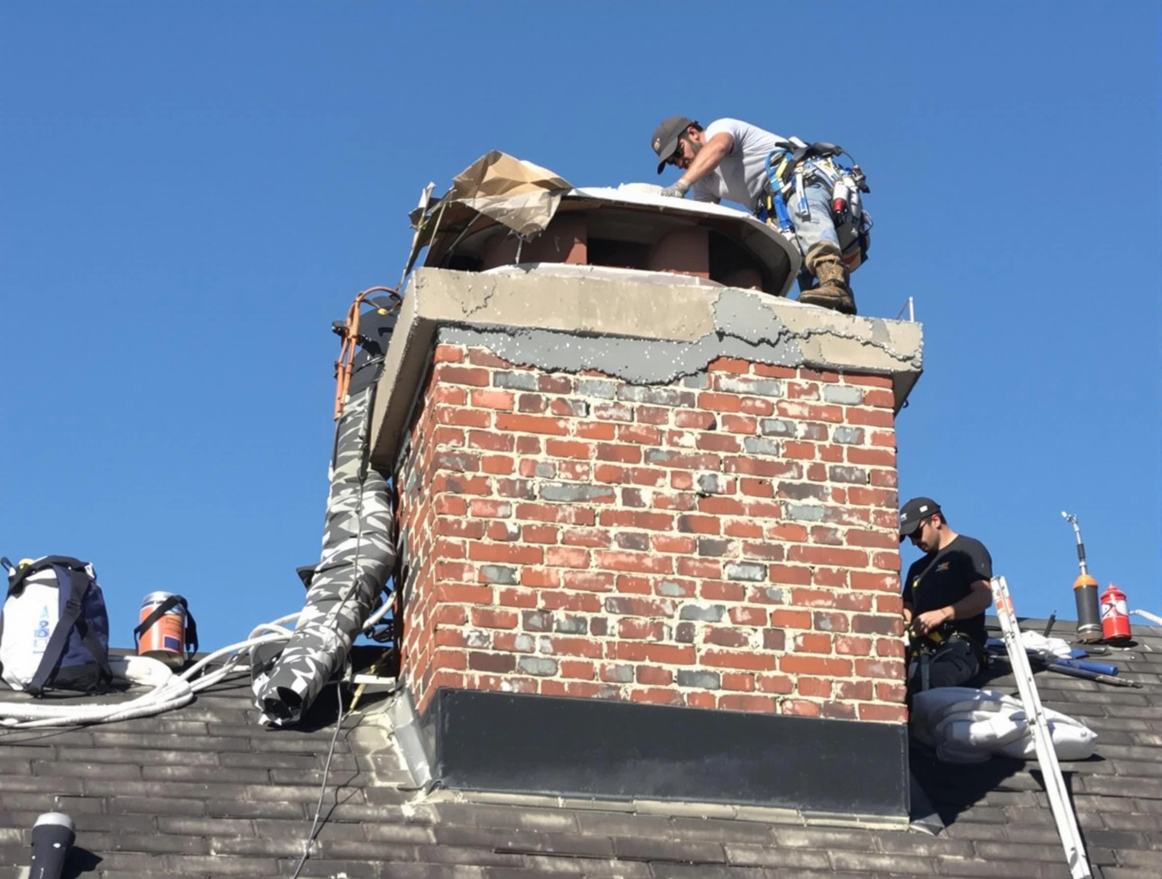 Glen Allen Chimney Sweep installing a custom chimney crown in Glen Allen, VA