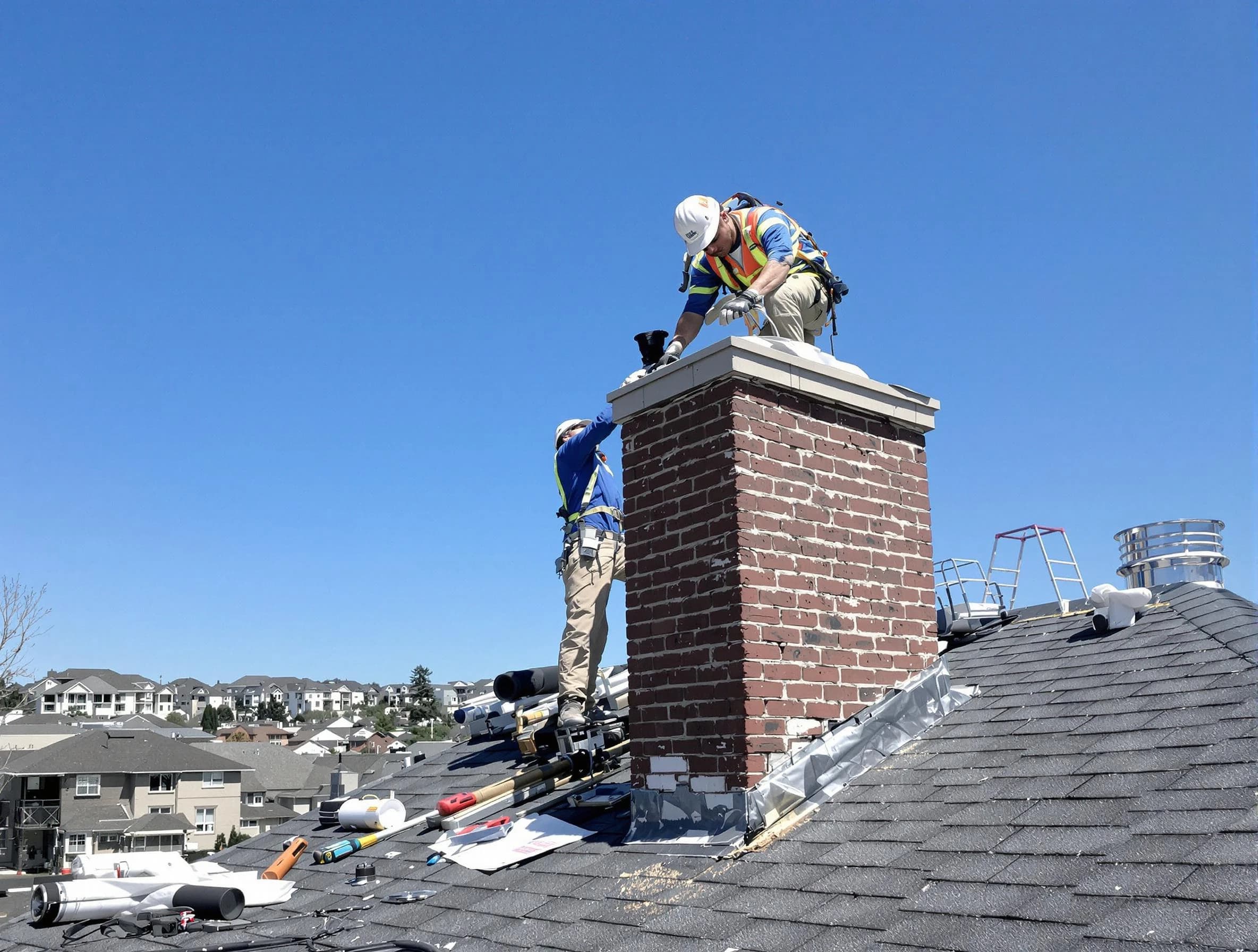 Glen Allen Chimney Sweep repairing a chimney crown in Glen Allen, VA