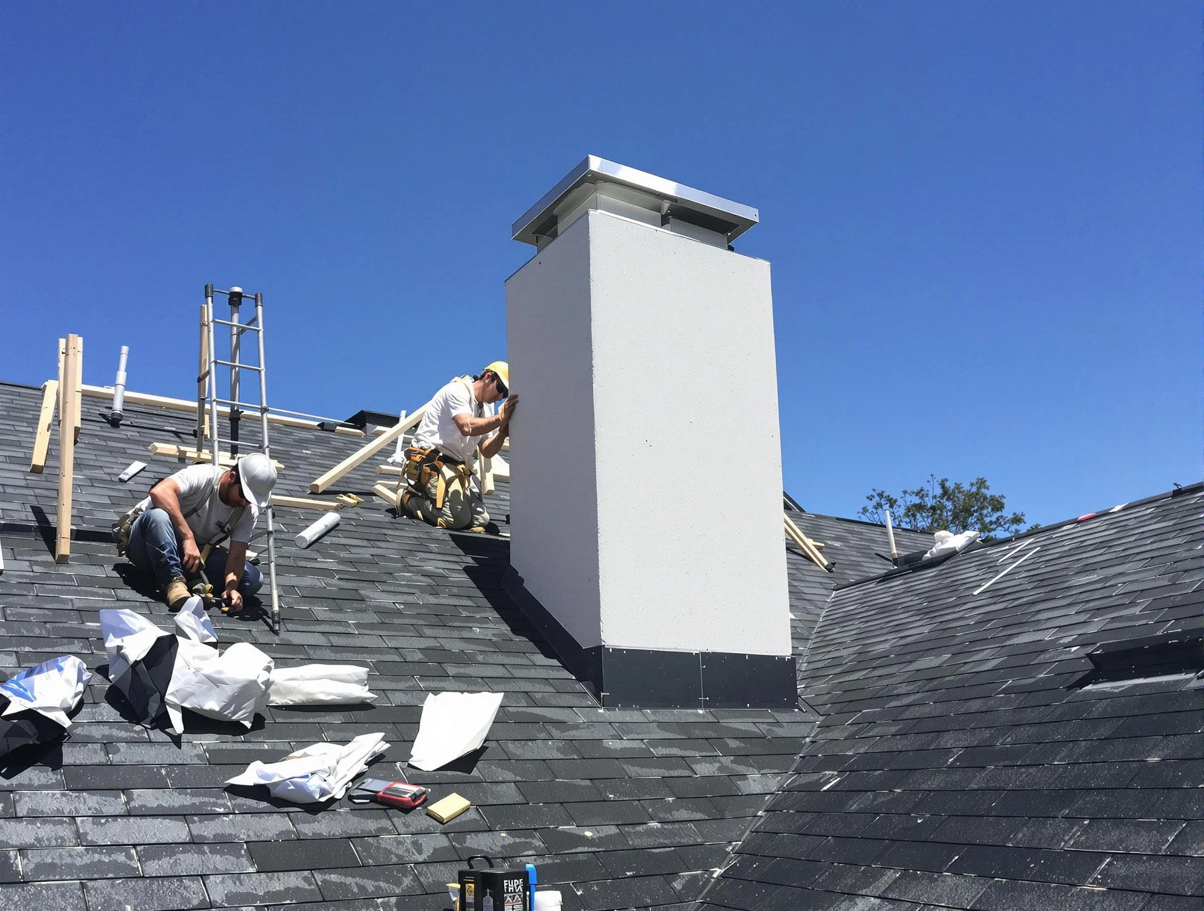 Glen Allen Chimney Sweep crew installing a new chimney in Glen Allen, VA