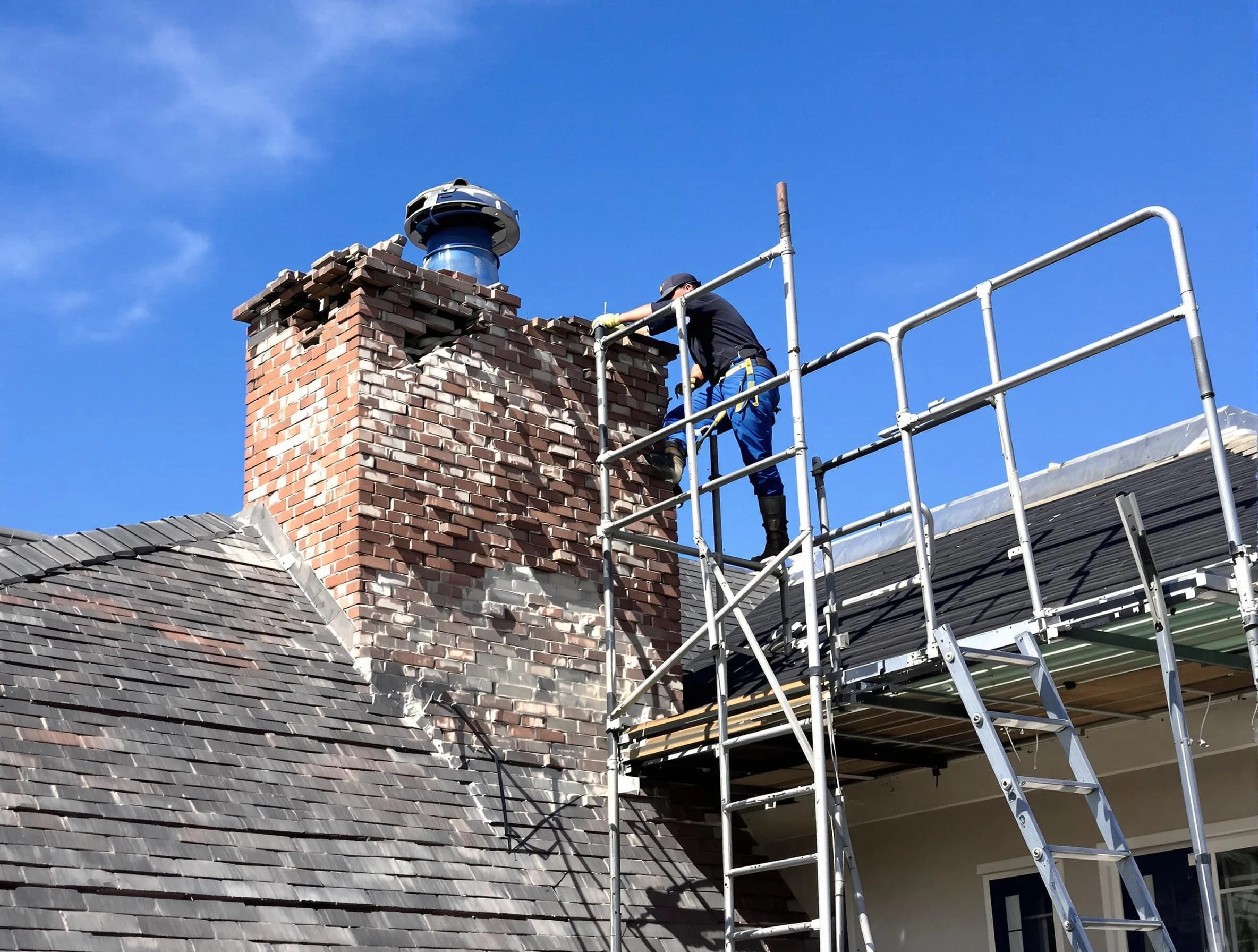 Rebuilding a chimney structure by Glen Allen Chimney Sweep in Glen Allen, VA