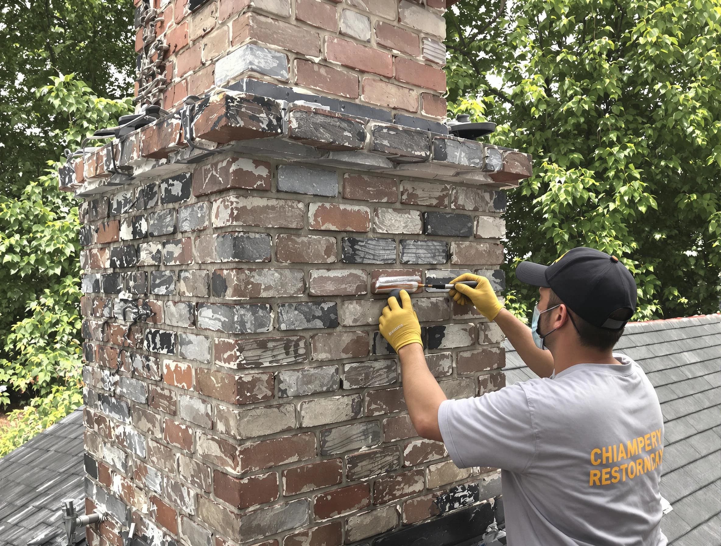 In-progress chimney restoration by Glen Allen Chimney Sweep in Glen Allen, VA