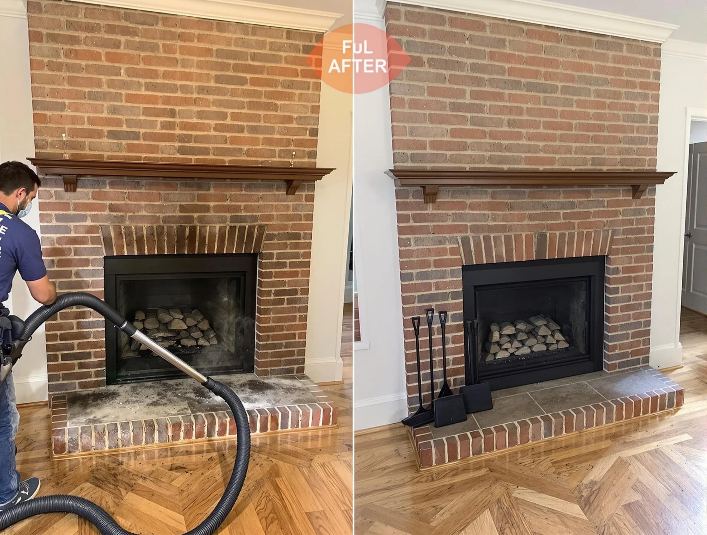 Glen Allen Chimney Sweep carefully sanitizing a fireplace in Glen Allen, VA