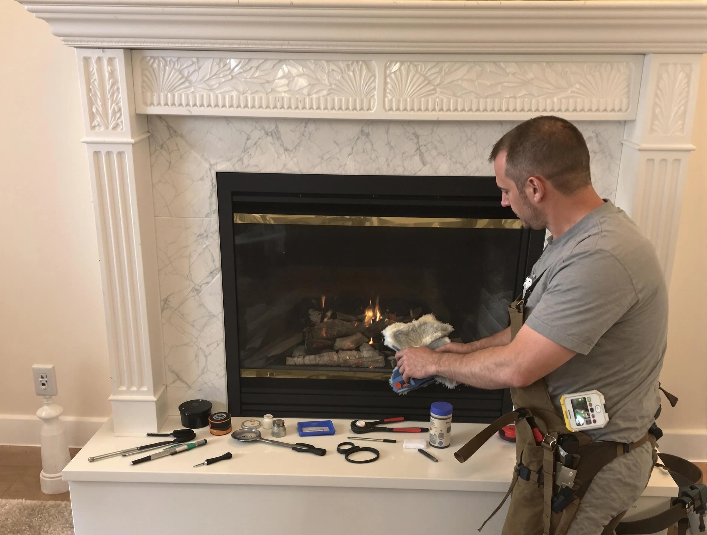 Glen Allen Chimney Sweep performing fireplace maintenance in Glen Allen, VA