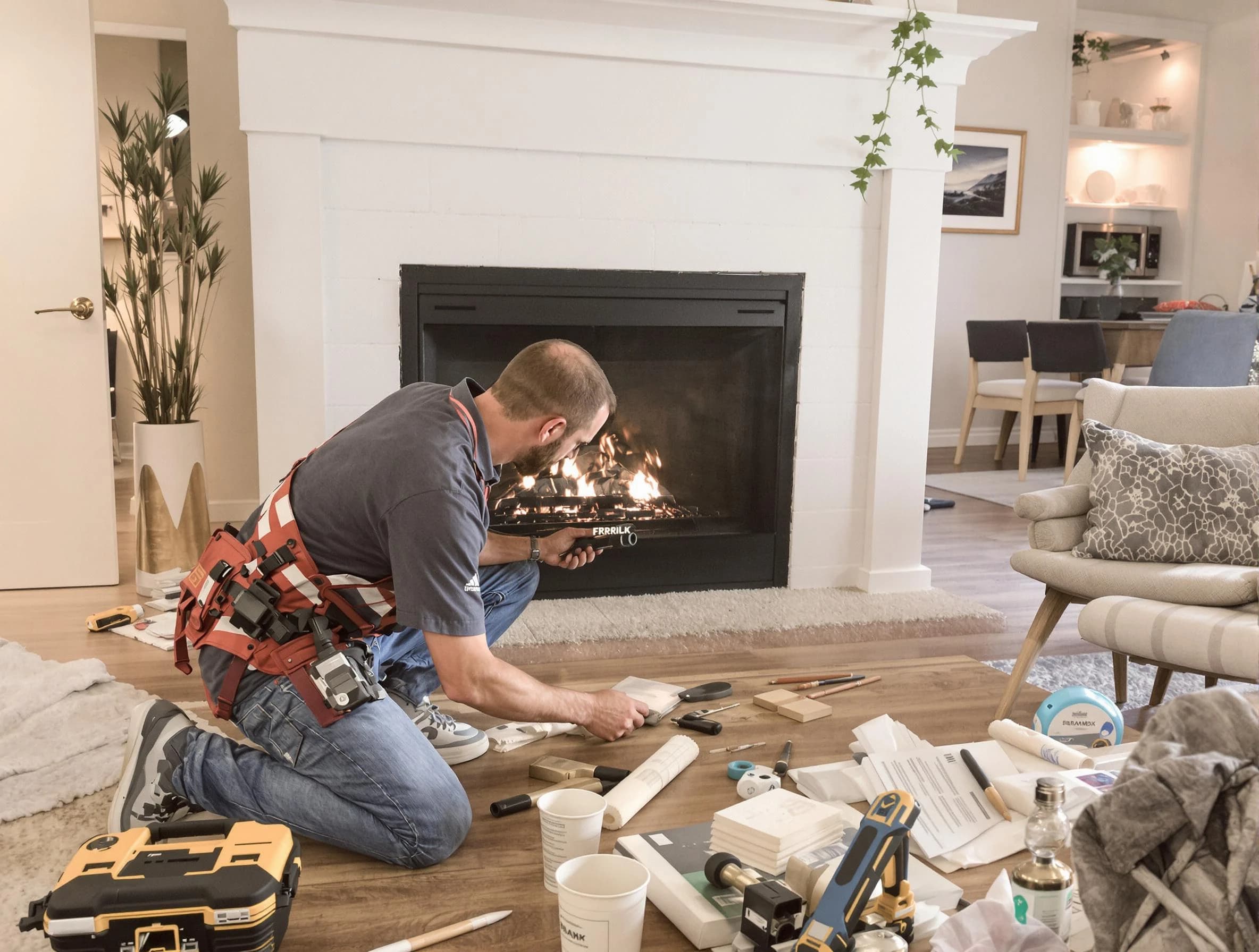 Glen Allen Chimney Sweep performing fireplace repair in Glen Allen, VA