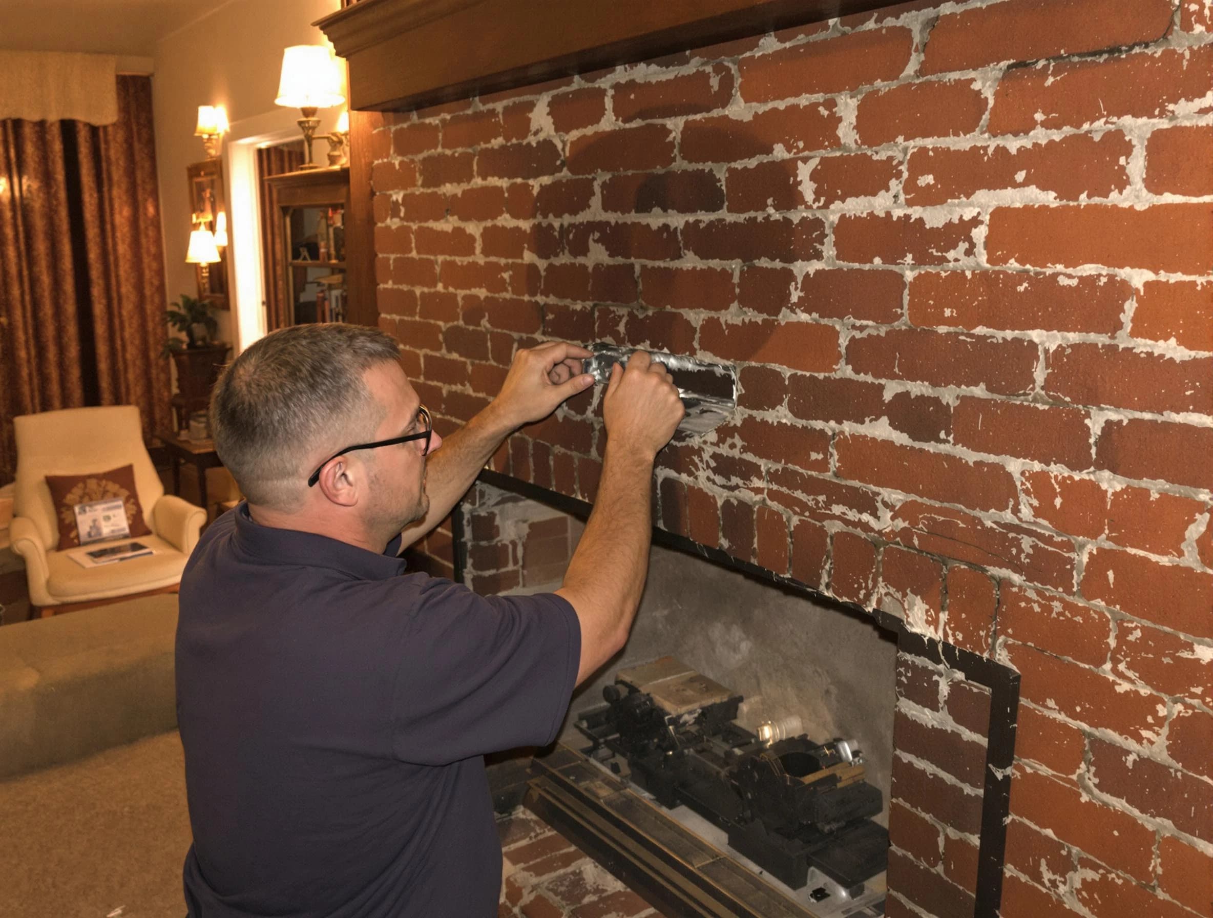 Glen Allen Chimney Sweep expert fixing a fireplace in Glen Allen, VA