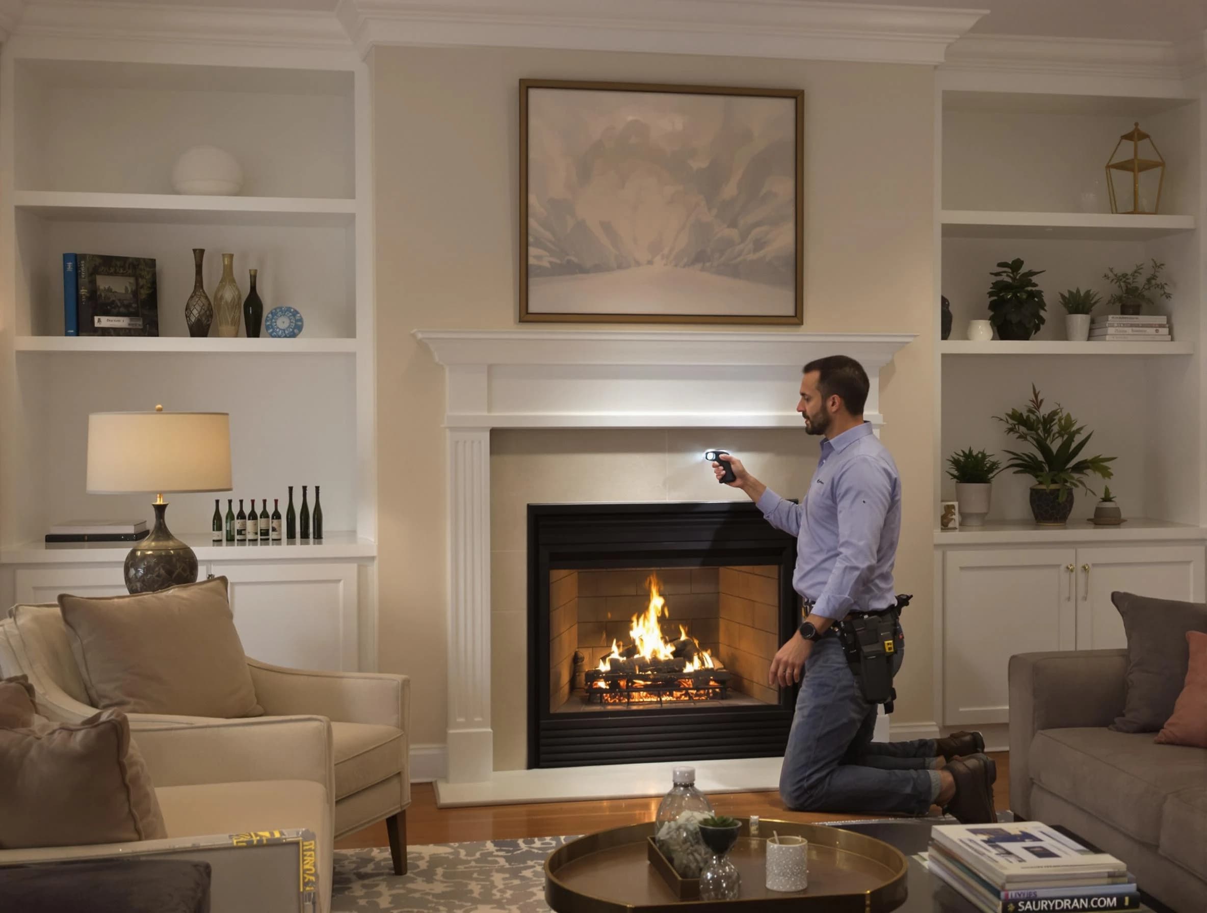 Glen Allen Chimney Sweep conducting a fireplace safety inspection in Glen Allen, VA