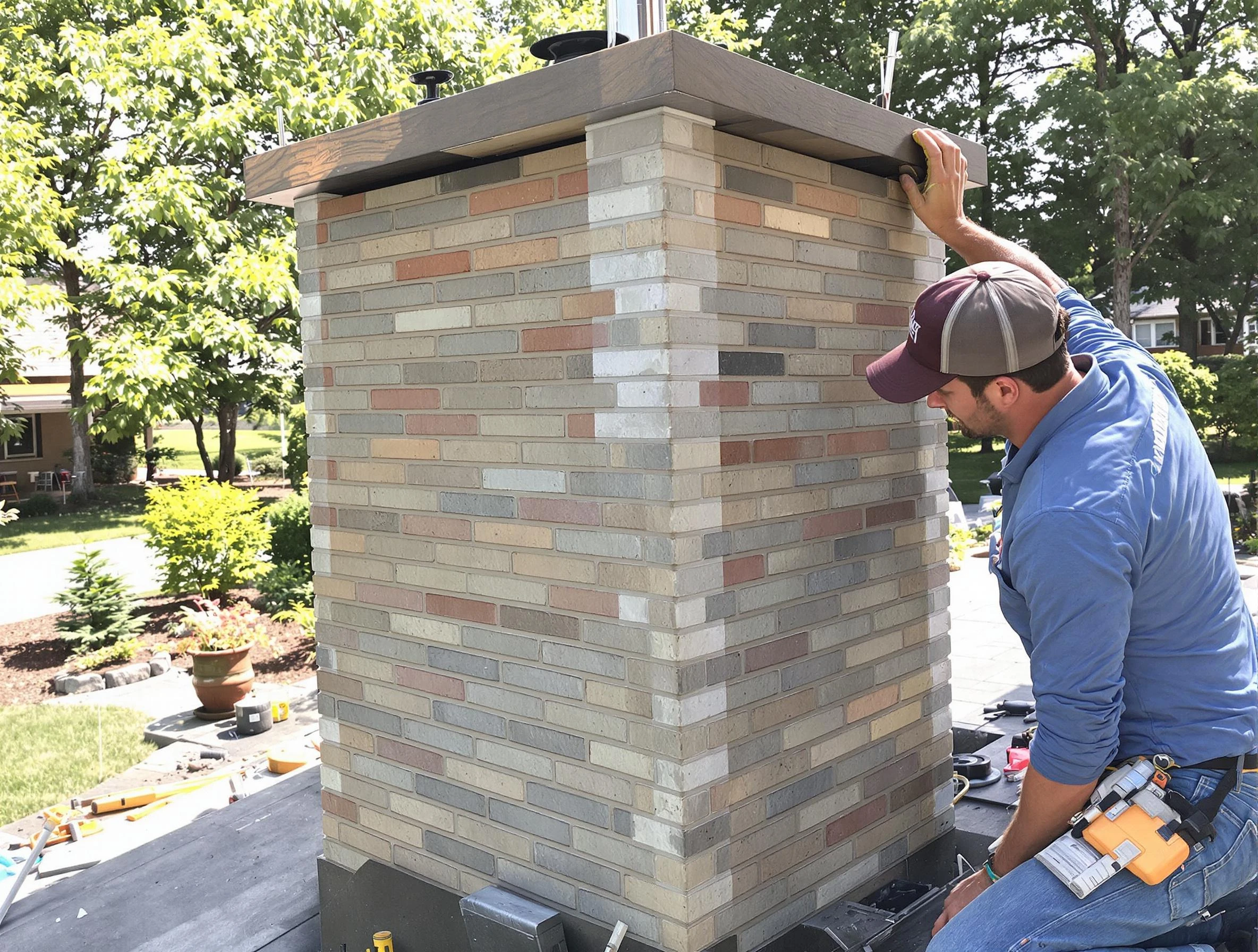 Glen Allen Chimney Sweep completing a modern chimney remodel in Glen Allen, VA