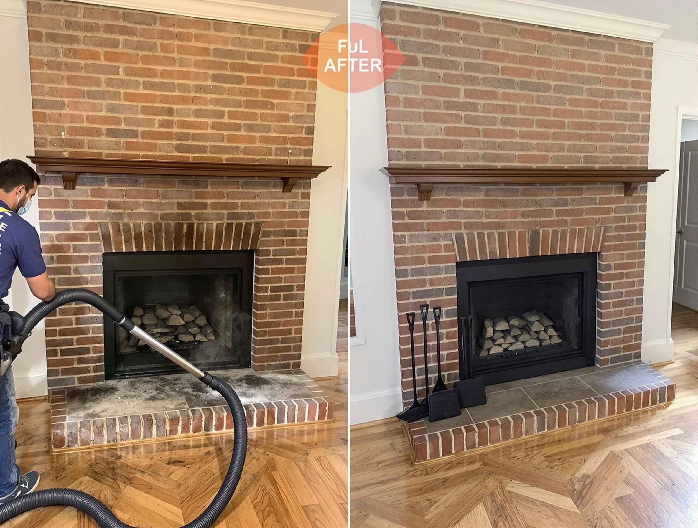 Glen Allen Chimney Sweep carefully sanitizing a fireplace in Glen Allen, VA